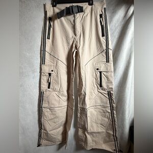 Poster Girl Dolls Kill Prove You Wrong Wide Leg Cargo Pants Beige Rave Festival